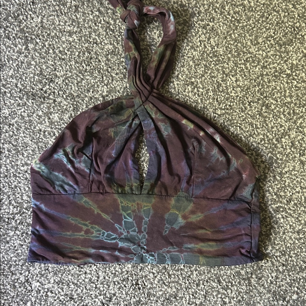 Tie-Dye Halter Crop Top - Multicolor